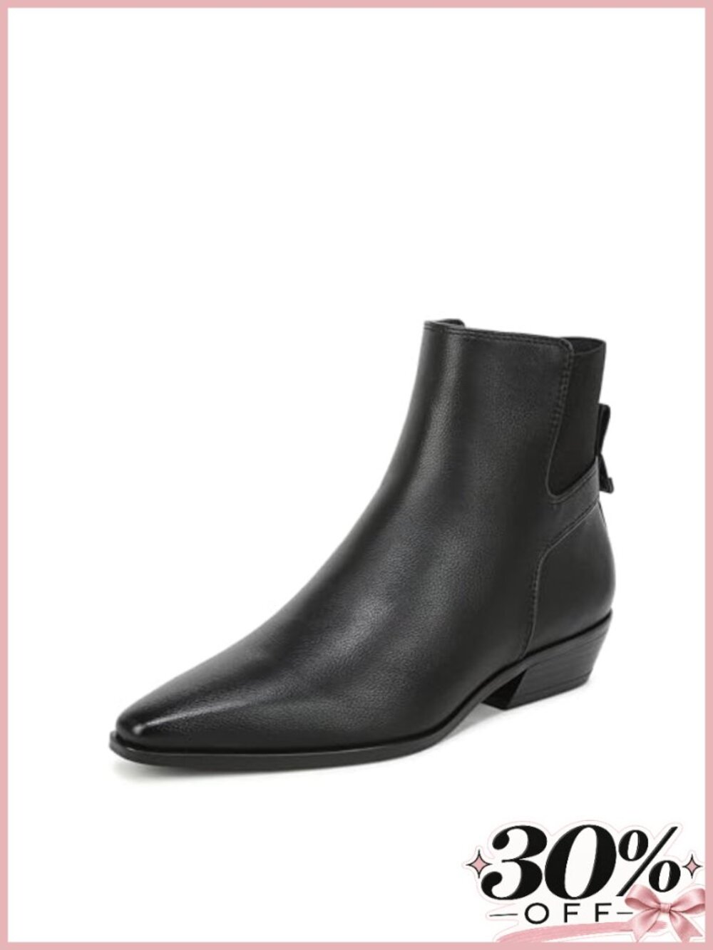 Sleek Side Zip Ankle Booties Pointed Toe Block Heel Faux Leather Casual